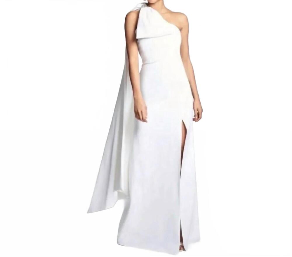 NEW SACHIN & BABI women's single-shoulder gown in ivory white